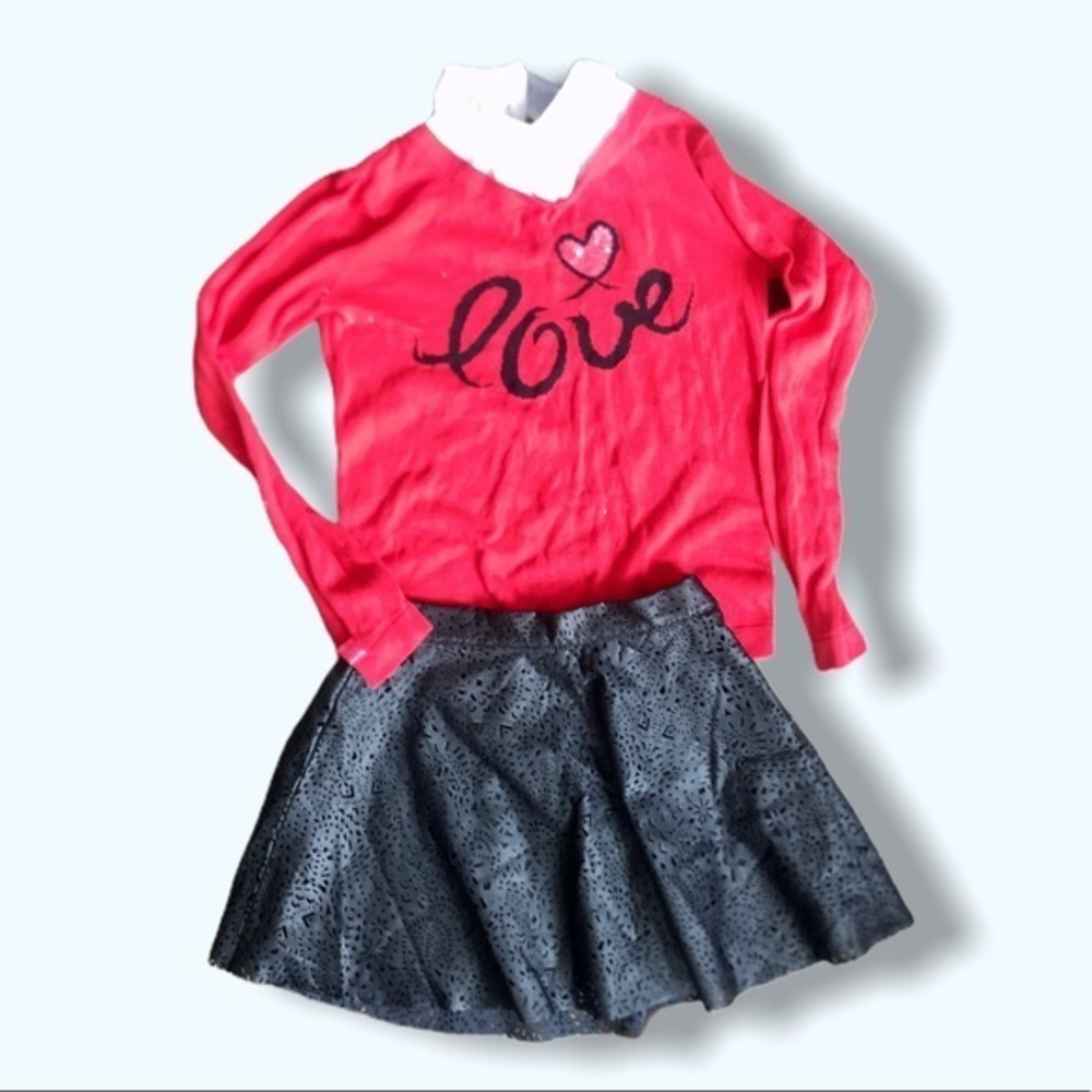 Faux Leather Laser‎ Cut Black Skirt